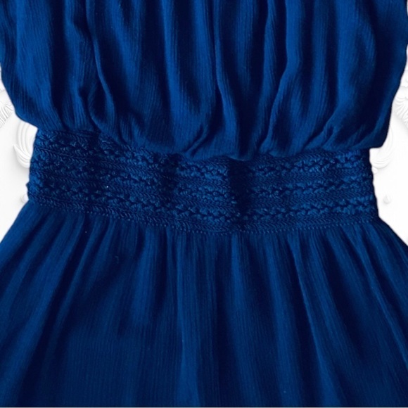 Romper In Deep Blue Off Shoulder With Optional Straps And Crochet Detail Size M - Picture 3 of 5